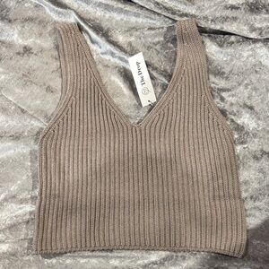 Brown Knitted Crop Tank